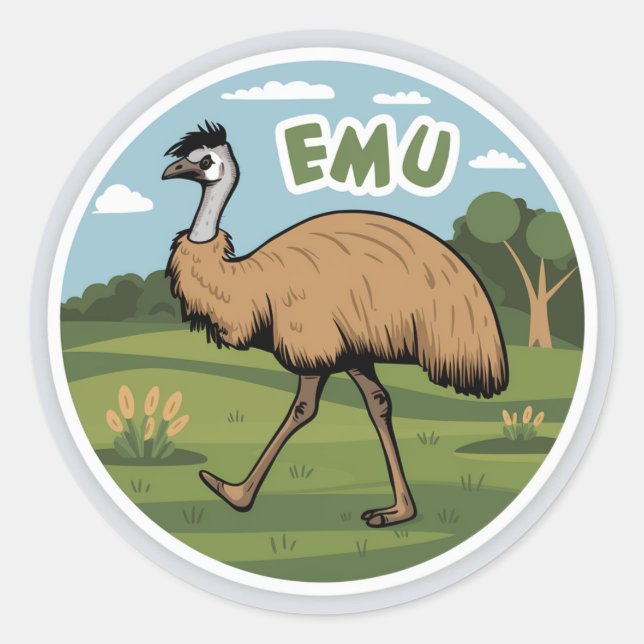 Emu-Aufkleber Runder Aufkleber (Vorderseite)