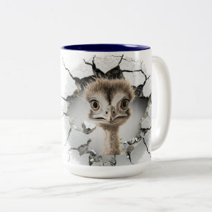 Emu in einer rissigen Wand Zweifarbige Tasse