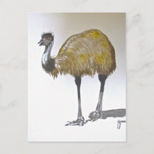 Emu in Watercolor Post Card Postkarte