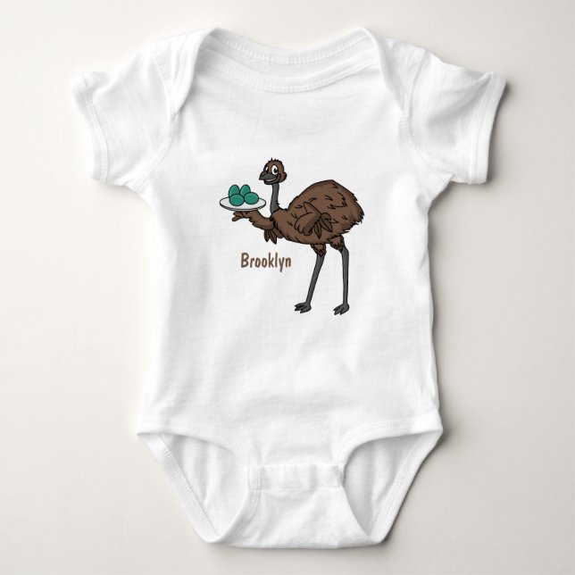 Emu mit Eiern Cartoon-Abbildung Baby Strampler (Vorderseite)
