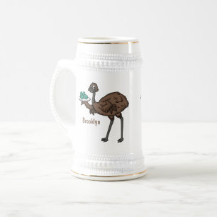 Emu mit Eiern Cartoon-Abbildung Bierglas