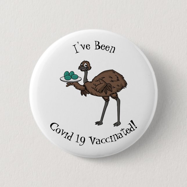 Emu mit Eiern Cartoon-Abbildung Button (Vorderseite)