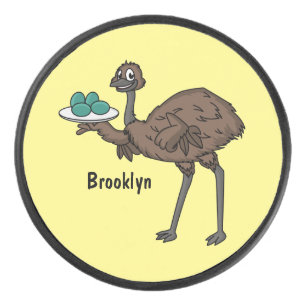 Emu mit Eiern Cartoon-Abbildung Eishockey Puck
