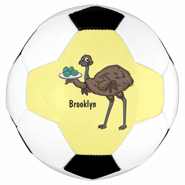 Emu mit Eiern Cartoon-Abbildung Fußball (Vorderseite)