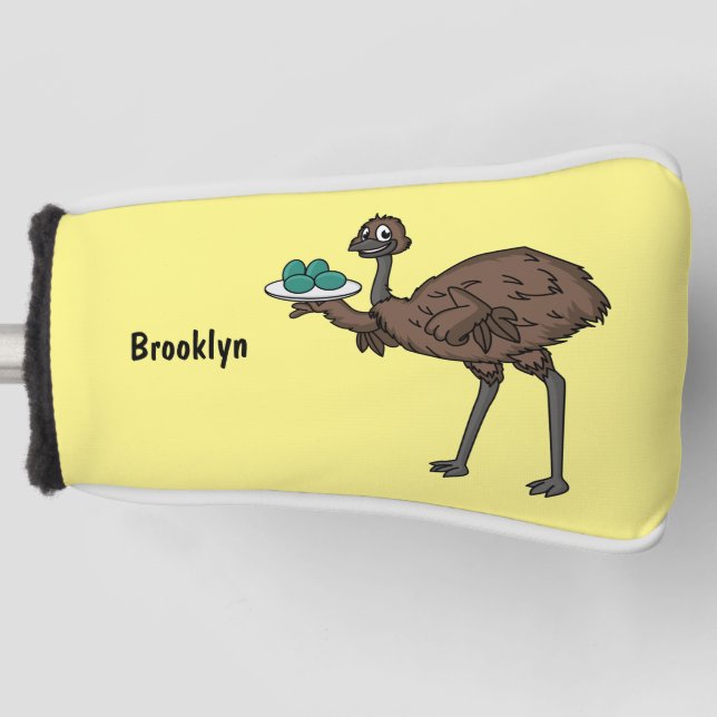 Emu mit Eiern Cartoon-Abbildung Golf Headcover (Vorderseite)