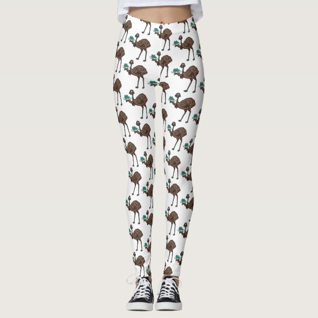 Emu mit Eiern Cartoon-Abbildung Leggings (Vorderseite)