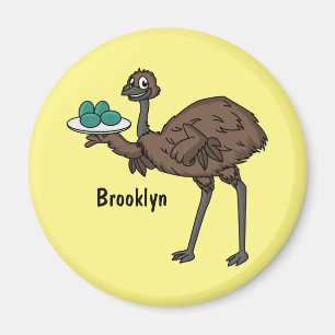 Emu mit Eiern Cartoon-Abbildung Magnet