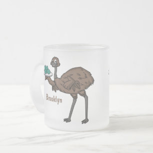 Emu mit Eiern Cartoon-Abbildung Mattglastasse