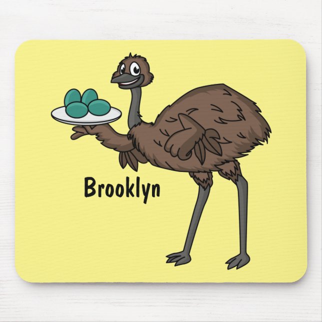 Emu mit Eiern Cartoon-Abbildung Mousepad (Vorne)