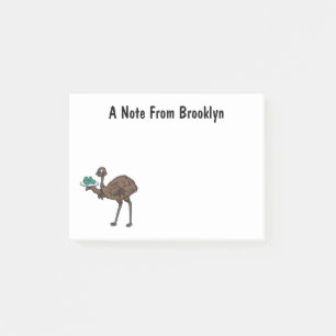 Emu mit Eiern Cartoon-Abbildung Post-it Klebezettel