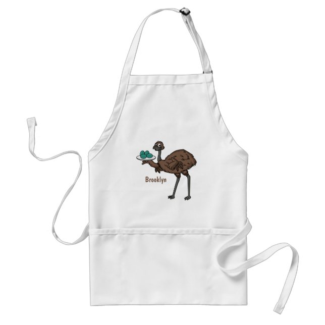 Emu mit Eiern Cartoon-Abbildung Schürze (Vorne)