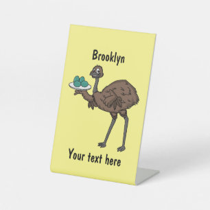 Emu mit Eiern Cartoon-Abbildung Sockelschild