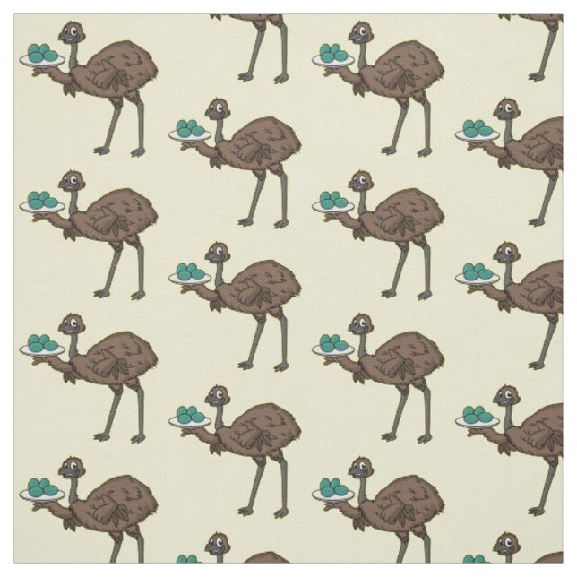 Emu mit Eiern Cartoon-Abbildung Stoff (Muster)