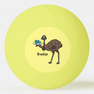 Emu mit Eiern Cartoon-Abbildung Tischtennisball