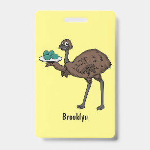 Emu mit Eiern Cartoon-Illustration  Ausweis