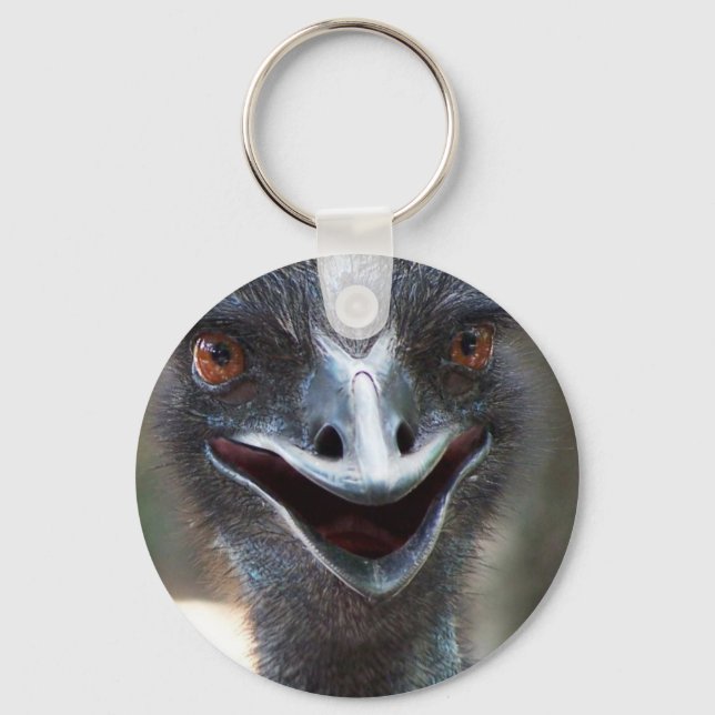 Emu Sprichwort HI! Offener Schnabel große braune A Schlüsselanhänger (Vorderseite)