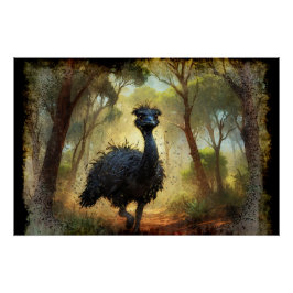 Emu und Australischer Outback Forest Poster