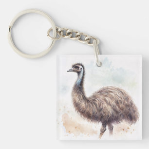 Emu-Vogel-Aquarellkunst Schlüsselanhänger