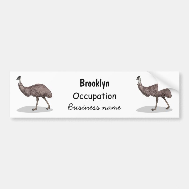 Emu Vogel Cartoon Autoaufkleber (Vorne)