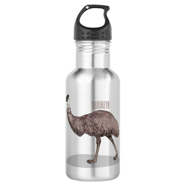 Emu Vogel Cartoon Edelstahlflasche (Vorderseite)