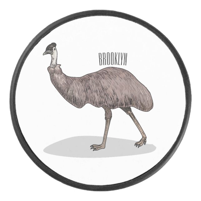 Emu Vogel Cartoon Eishockey Puck (Vorderseite)