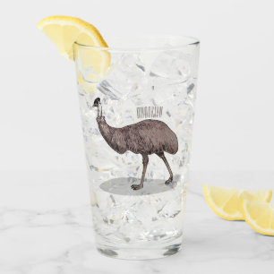 Emu Vogel Cartoon Glas