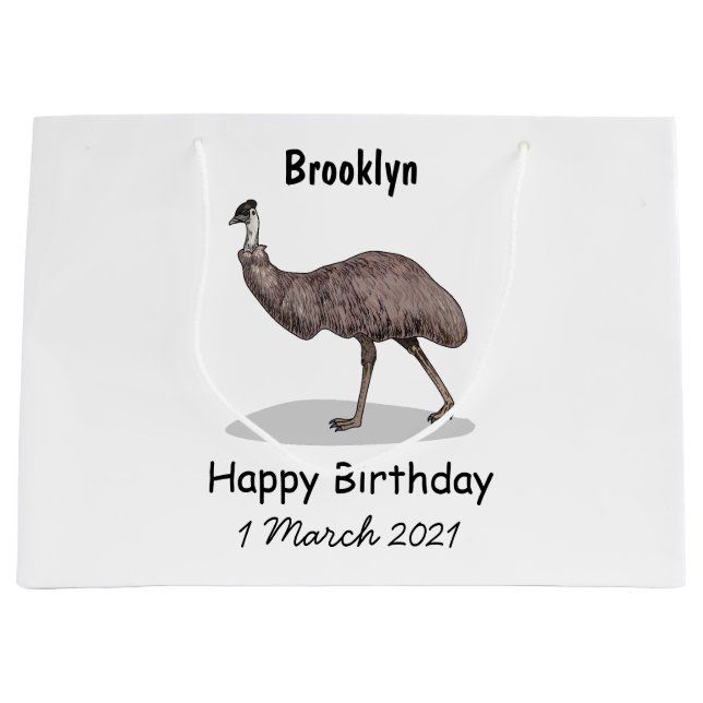 Emu Vogel Cartoon Große Geschenktüte (Vorderseite)