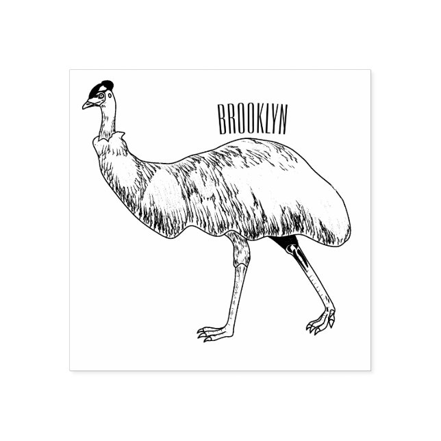 Emu Vogel Cartoon Gummistempel (Prägung)