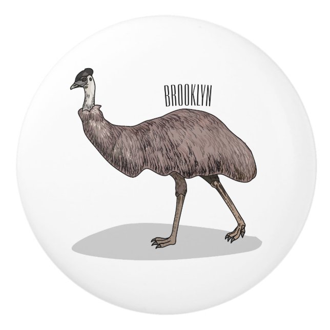 Emu Vogel Cartoon Keramikknauf (Vorderseite)