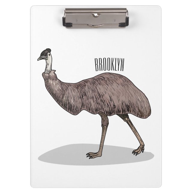 Emu Vogel Cartoon Klemmbrett (Vorderseite)