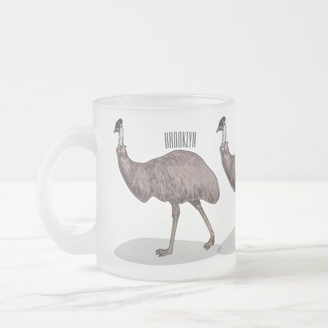 Emu Vogel Cartoon Mattglastasse (Links)