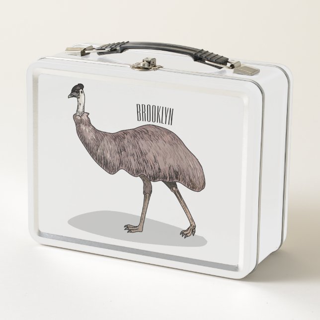 Emu Vogel Cartoon Metall Brotdose (Vorderseite)