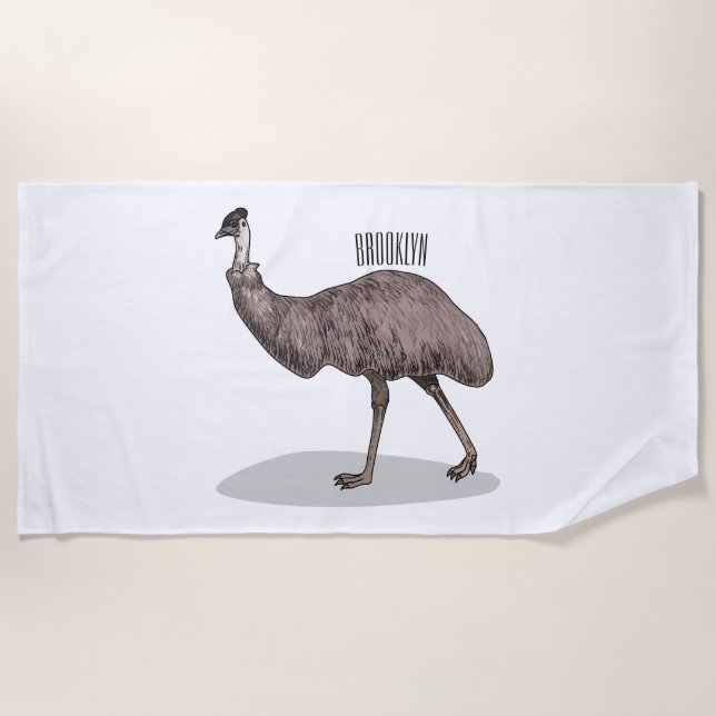 Emu Vogel Cartoon Strandtuch (Vorderseite)