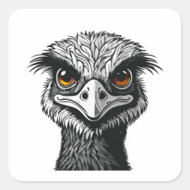 Emu-Vogelkopf Quadratischer Aufkleber