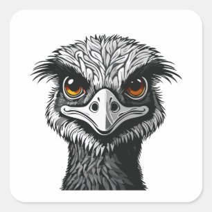Emu-Vogelkopf Quadratischer Aufkleber