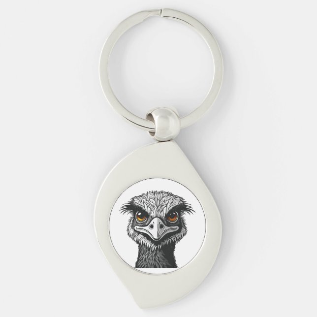 Emu-Vogelkopf Schlüsselanhänger (Vorderseite)