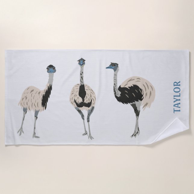 Emus Bird Lovers Personalisiert Strandtuch (Vorderseite)