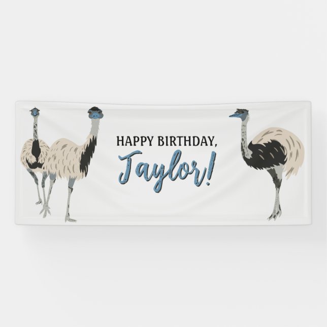 Emus Bird Lovers Personalisiertes Party Banner (Horizontal)