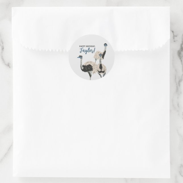 Emus Bird Lovers Personalisiertes Party Runder Aufkleber (Tasche)