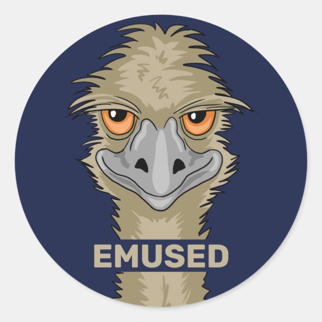 Emused Funny Emu Pun Runder Aufkleber (Vorderseite)