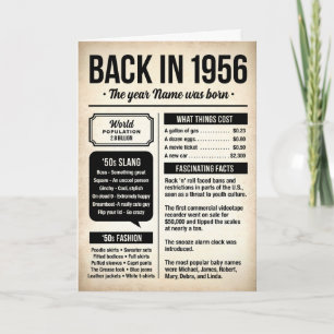En 1956, Carte d'anniversaire 70 ans, Nom personna