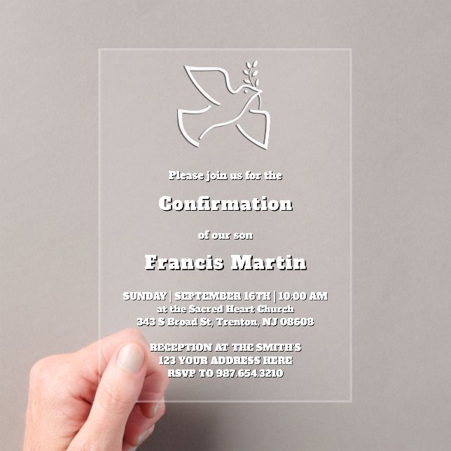 En Acrylique Confirmation Acrylic Invitations (In situ (ordinateur de poche))