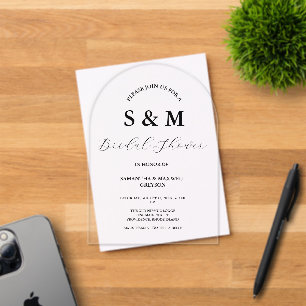 En Acrylique élégantes invitations noires de douche nuptiale