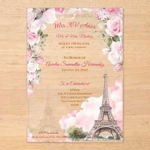 En Acrylique Invitations Acryliques Blush Pink Paris Quinceañer
