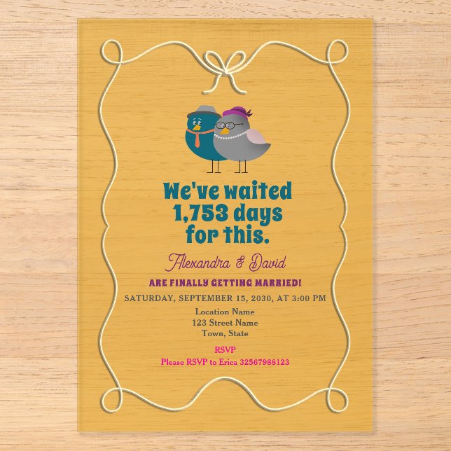 En Acrylique Invitations Acryliques Mariages amusantes (Recto)