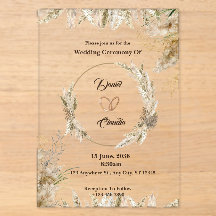 Invitations acryliques mariages marron et crème pe