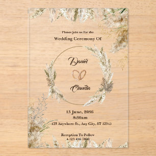 En Acrylique Invitations acryliques mariages marron et crème pe