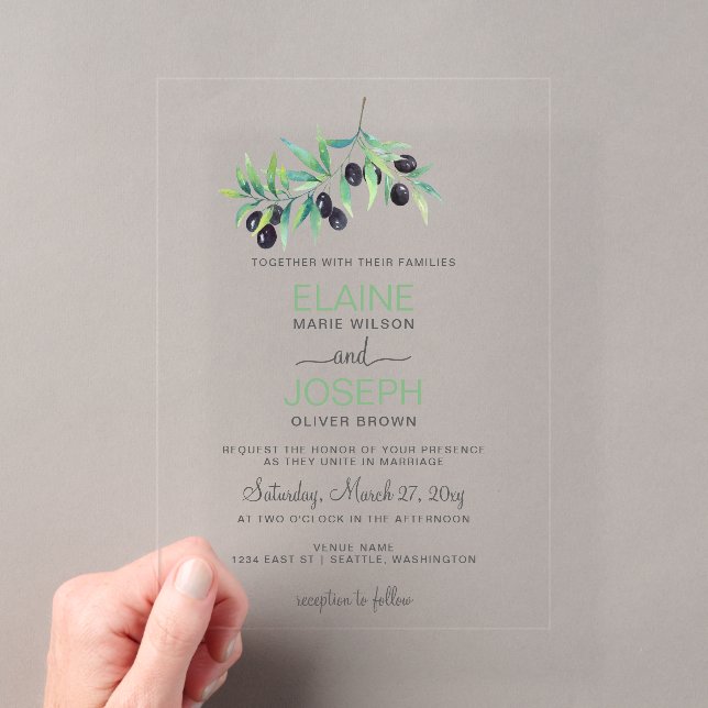 En Acrylique Invitations de mariage botanique de la Branche d'O (In situ (ordinateur de poche))