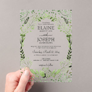 En Acrylique Invitations de mariage Glam Greenery