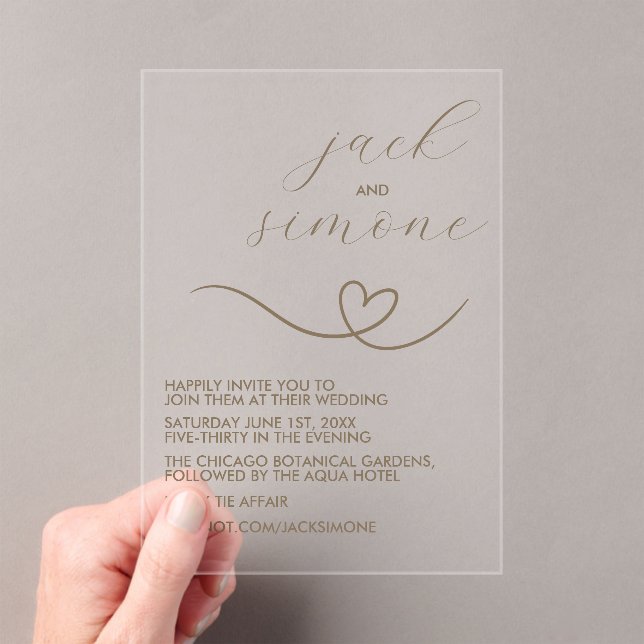 En Acrylique Mariage moderne | Invitations branchés | Neutre fo (In situ (ordinateur de poche))